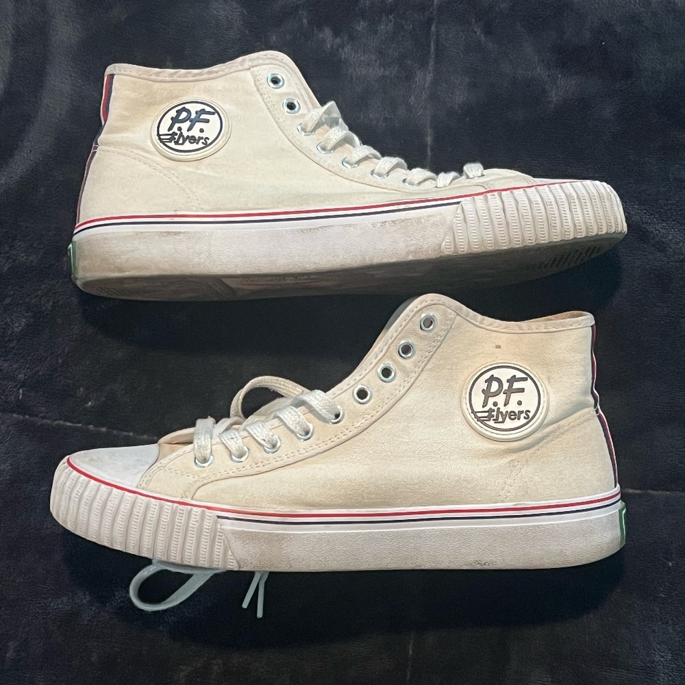 PF Flyers Shoes M 9.5/W 11 Center Hi White Canvas Athletic Trainers Sneakers -
